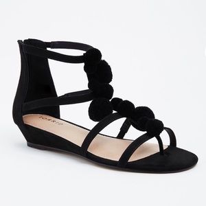Torrid Pom Pom T-Strap sandals (wide width)